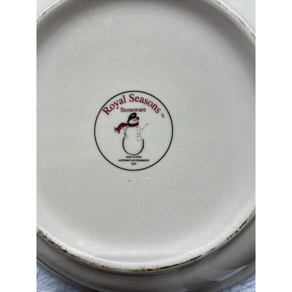 Royal Seasons Snowman Christmas Holiday 10" Stoneware Serving Bowl - Picture 4 of 6